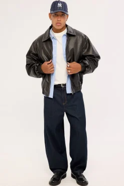Wingman Recycled PU Leather Jacket Washed Black