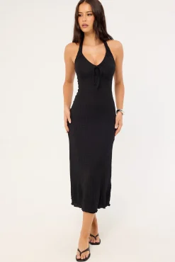 Winnie Halter Midi Dress Black