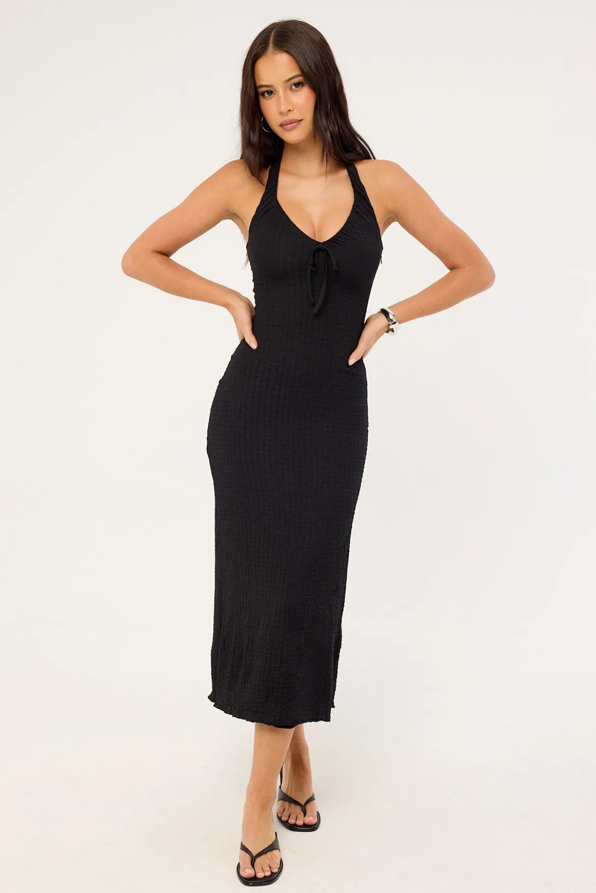 Winnie Halter Midi Dress Black