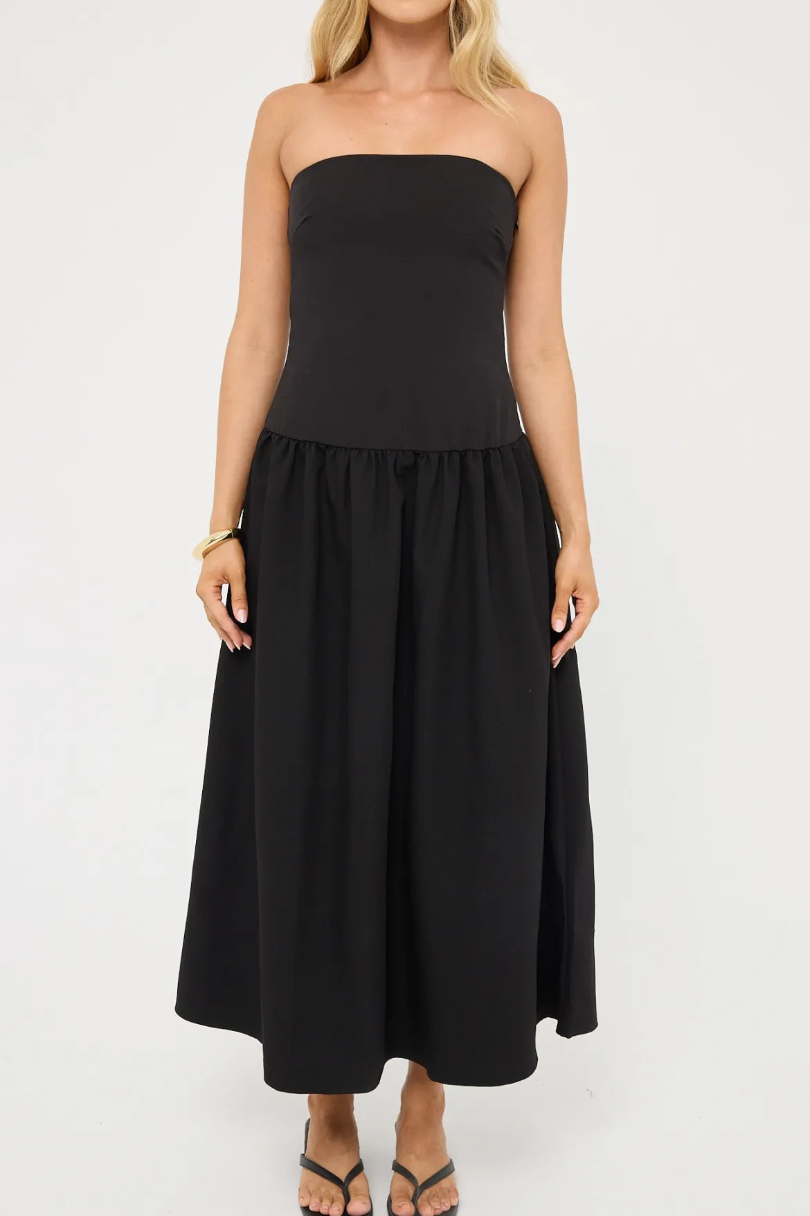 Winslet Strapless Midi Dress Black
