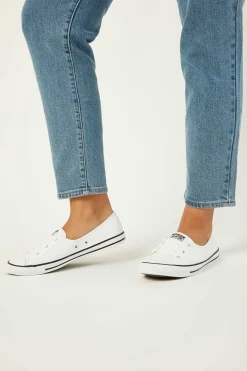 Womens CTAS Ballet Lace Faux Leather White White/Black
