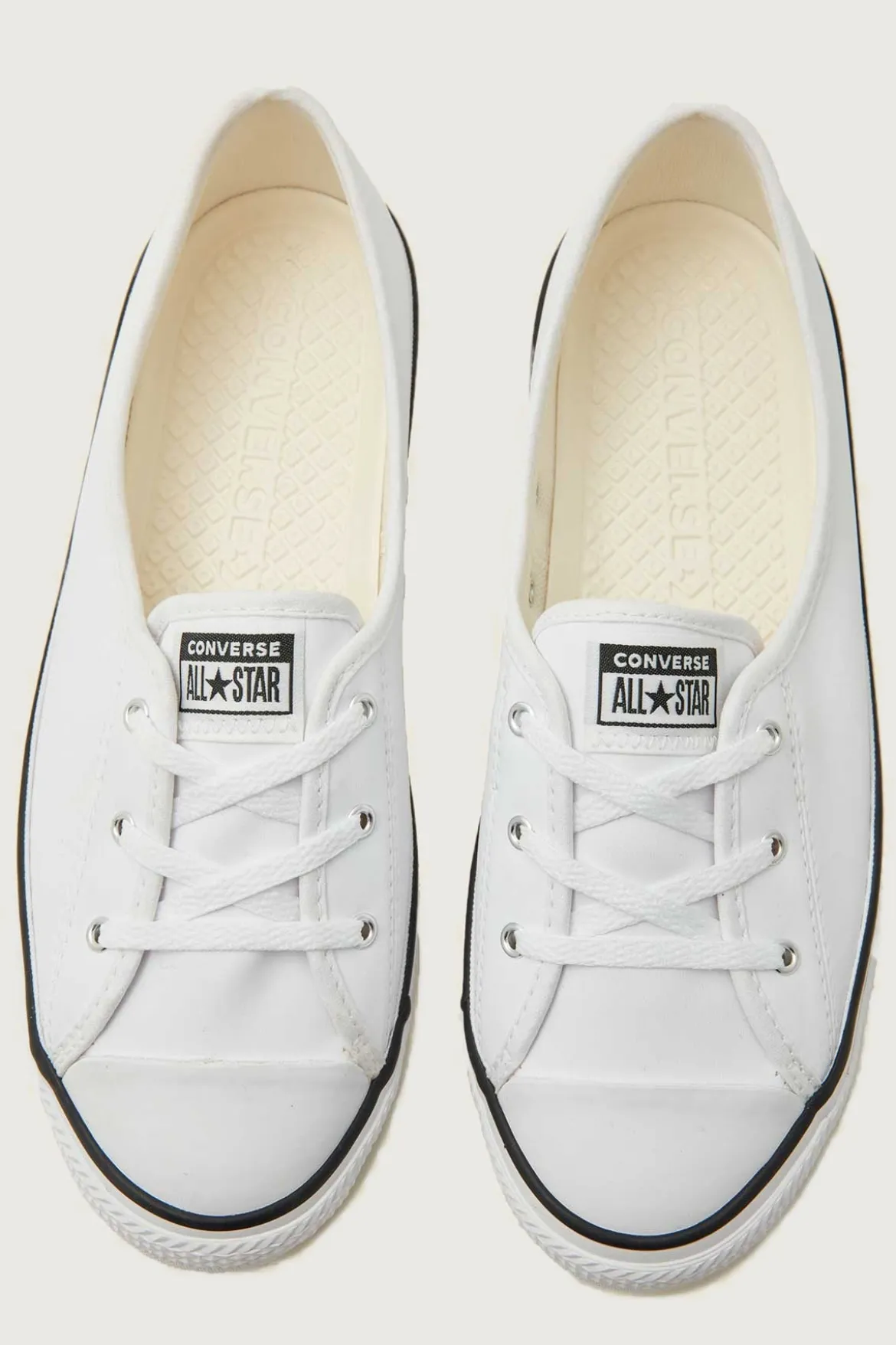 Womens CTAS Ballet Lace Faux Leather White White/Black