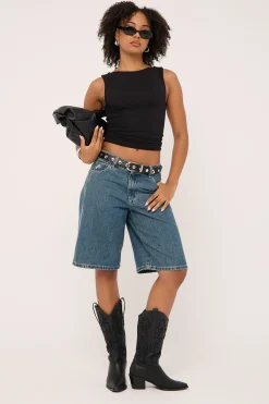 Worship Big Baggy Denim Short Dirty Mid Blue