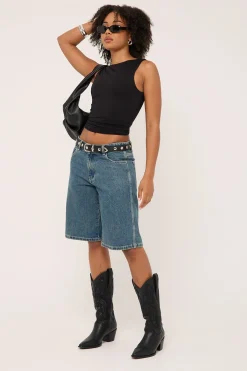 Worship Big Baggy Denim Short Dirty Mid Blue