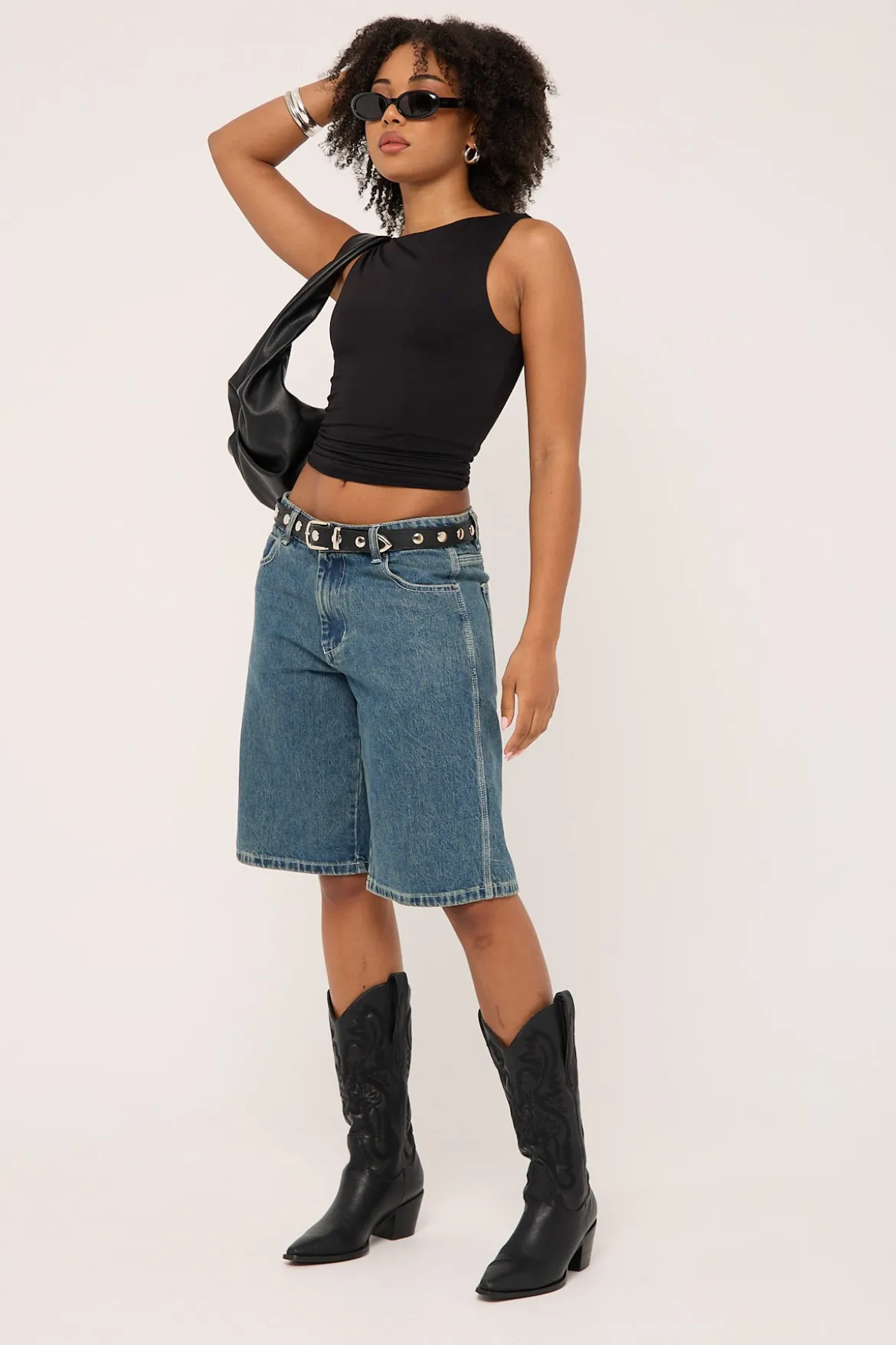 Worship Big Baggy Denim Short Dirty Mid Blue