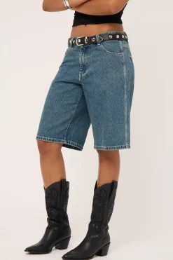 Worship Big Baggy Denim Short Dirty Mid Blue