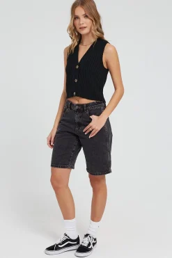 Worship Carpenter Denim Short Black Rinse