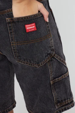 Worship Carpenter Denim Short Black Rinse