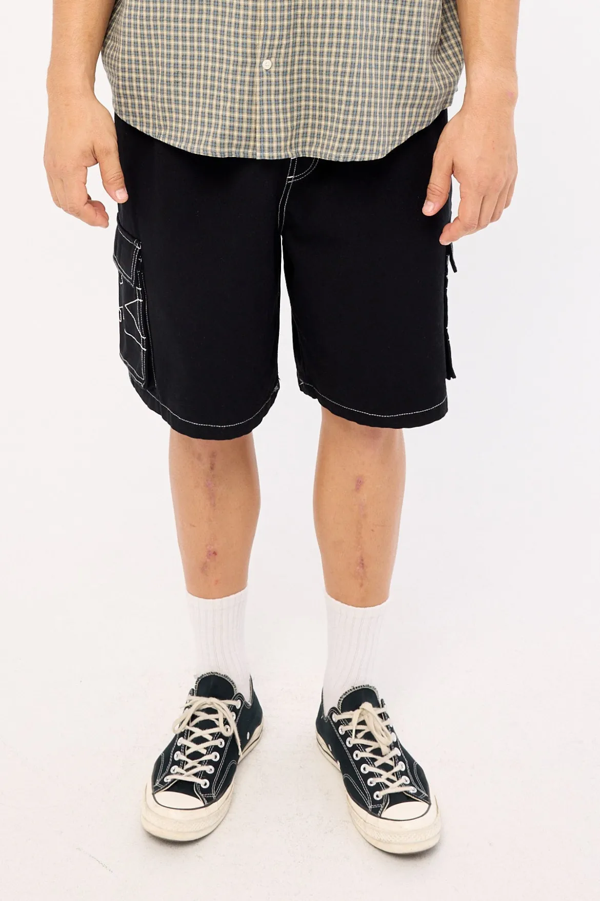 X Contrast Cargo Short Black