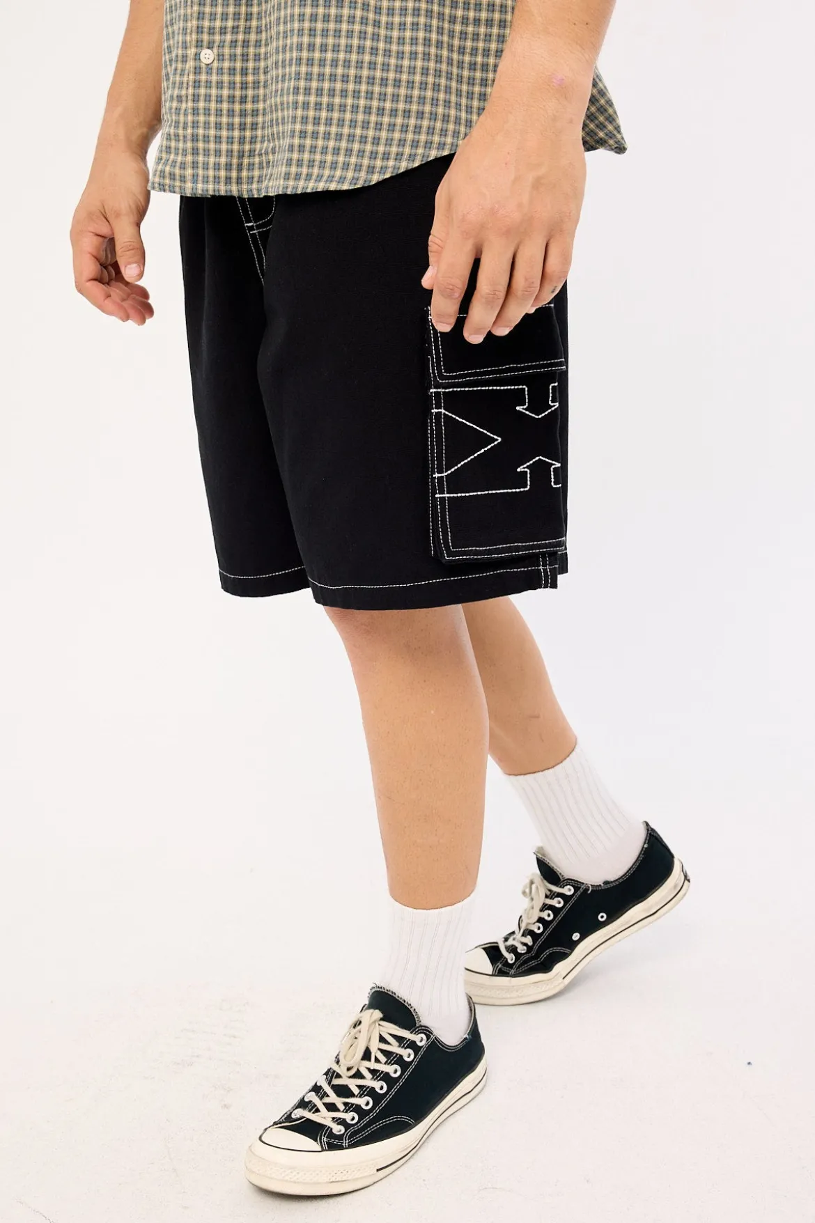 X Contrast Cargo Short Black