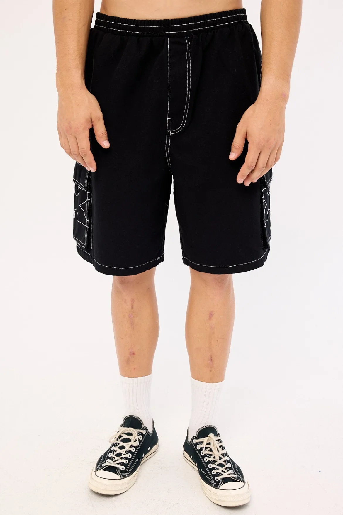 X Contrast Cargo Short Black