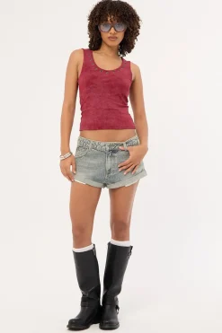 X-Tina Pheonix Low Rise Denim Mini Short Dirty Dawg