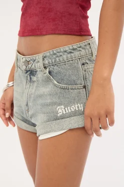 X-Tina Pheonix Low Rise Denim Mini Short Dirty Dawg
