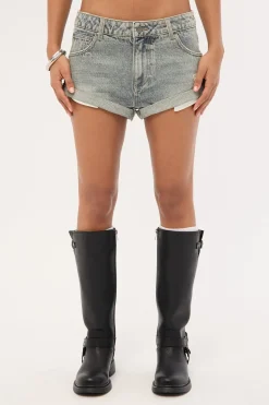 X-Tina Pheonix Low Rise Denim Mini Short Dirty Dawg