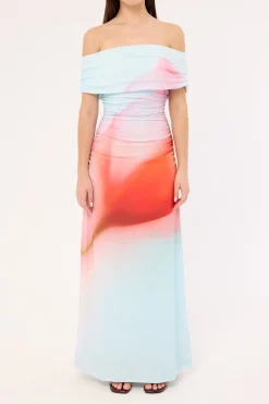Yasmin Off Shoulder Maxi Dress Red Print