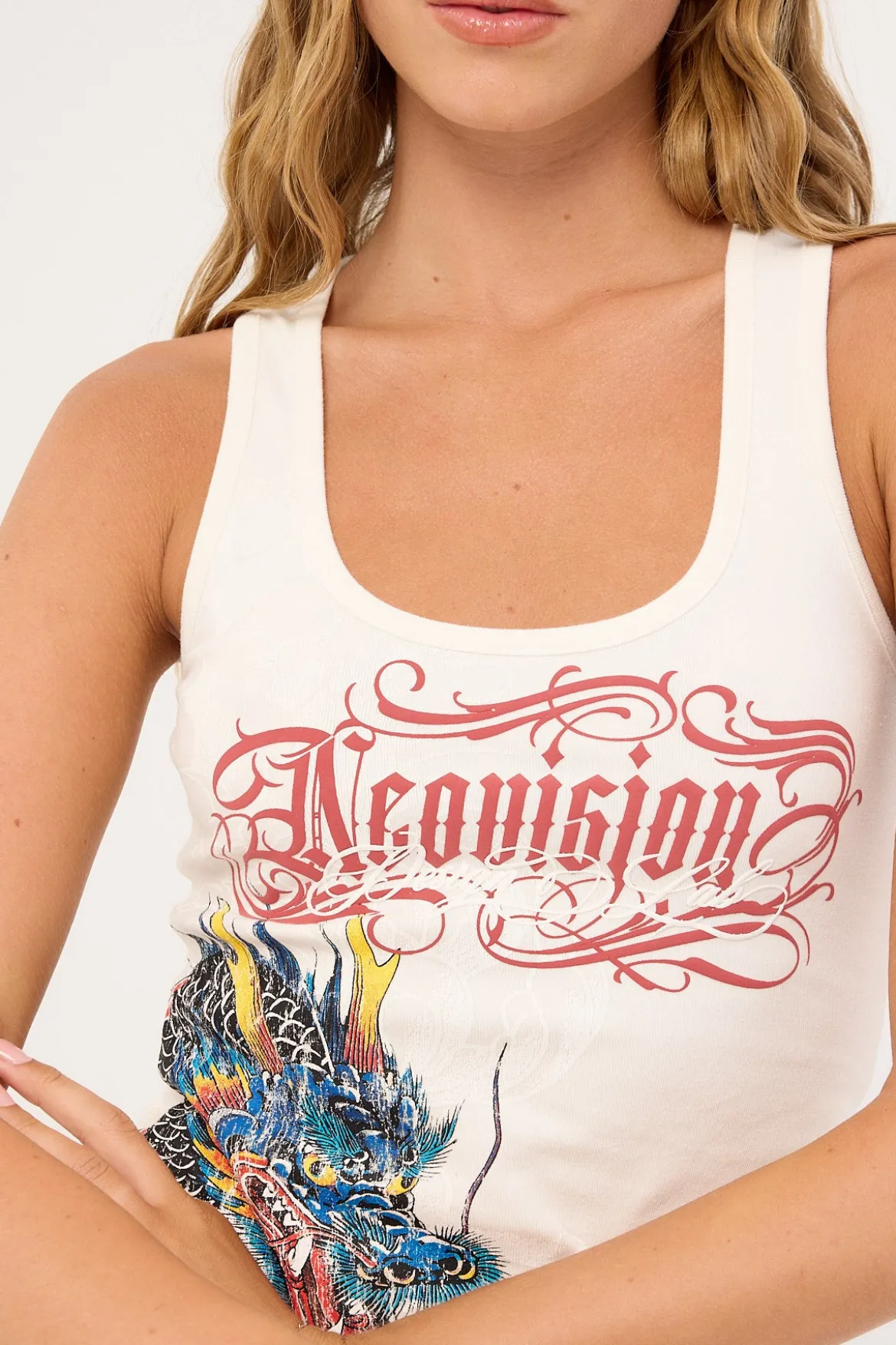 Yokai Lace Back Tank Top White