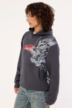 Yokai Relaxed Hoodie Washed Black