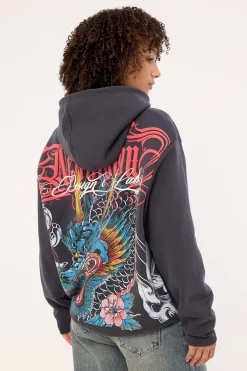 Yokai Relaxed Hoodie Washed Black