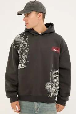 Yokai Street Hoodie Ash Black