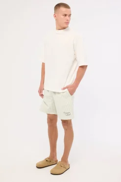 Yorick Elastic Waist Short Sage Stripe