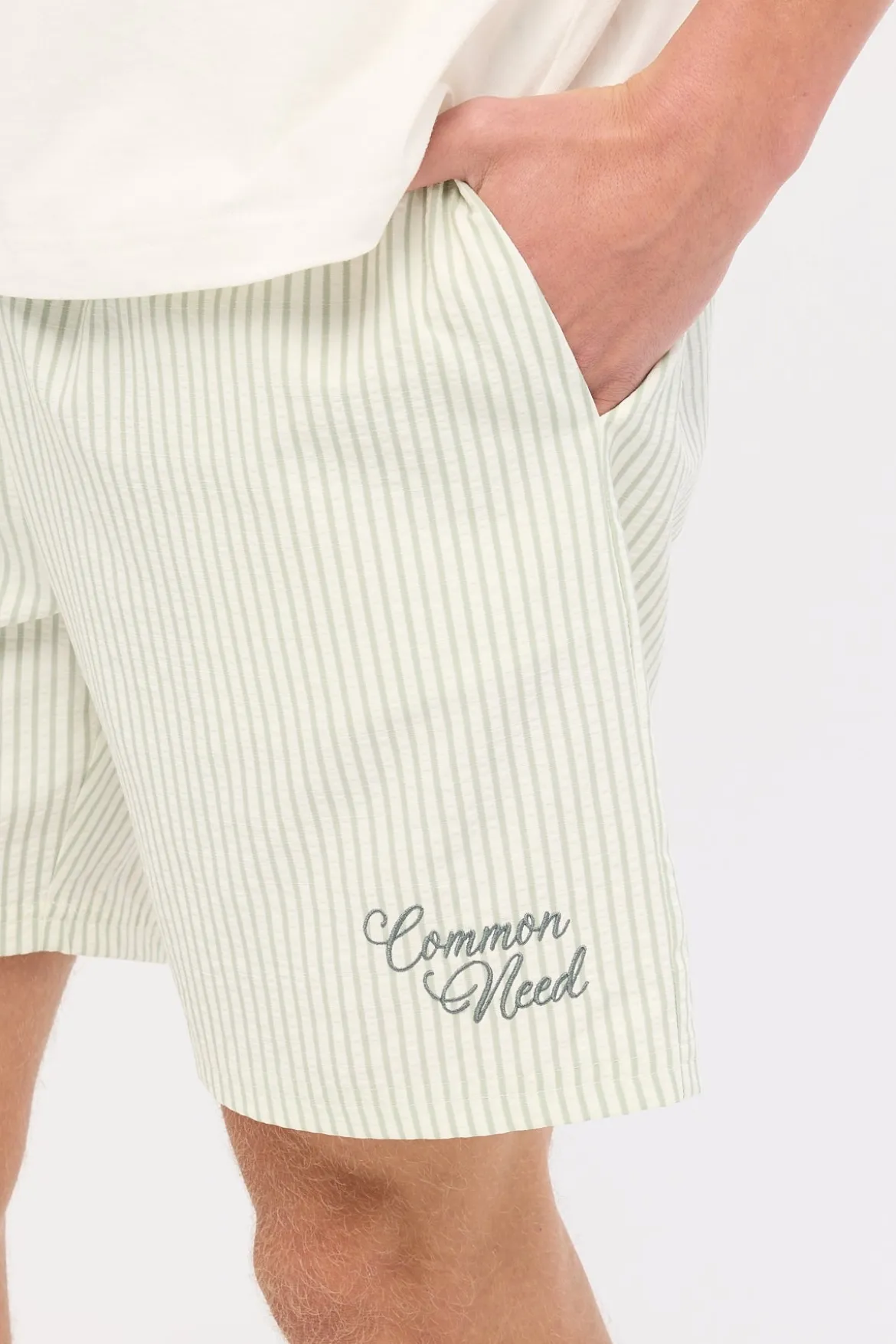 Yorick Elastic Waist Short Sage Stripe