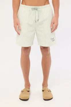 Yorick Elastic Waist Short Sage Stripe