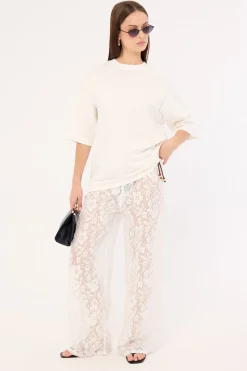 Yuri Mid Rise Lace Pant White