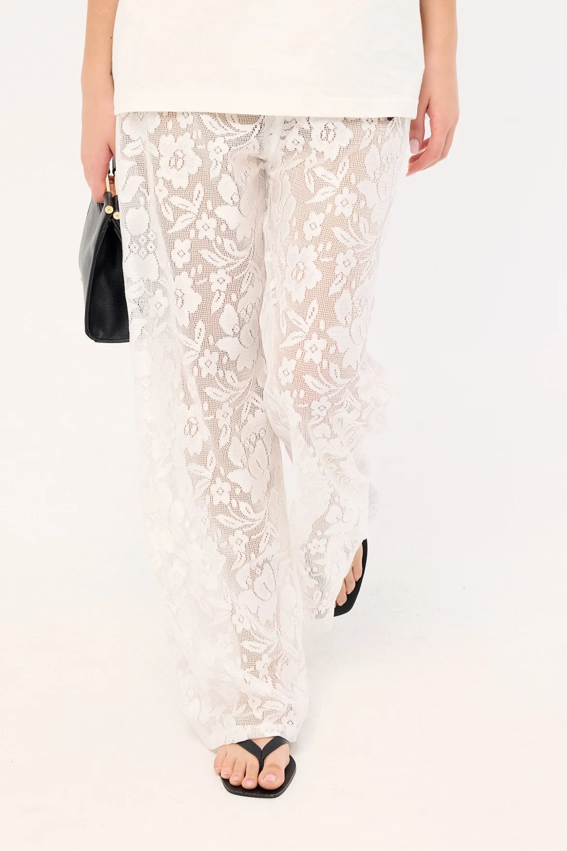 Yuri Mid Rise Lace Pant White