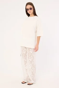 Yuri Mid Rise Lace Pant White