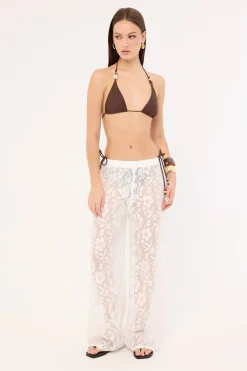 Yuri Mid Rise Lace Pant White