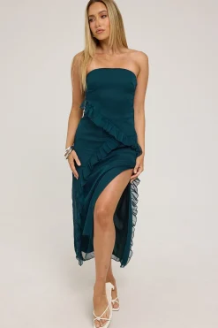 Zarlie Ruffle Maxi Dress Emerald Green