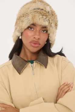 Zaza Faux Fur Hat Brown Multi