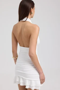 Zazu Halter Mini Dress White