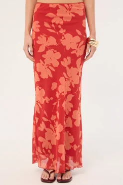 Zinna Maxi Skirt Red Print