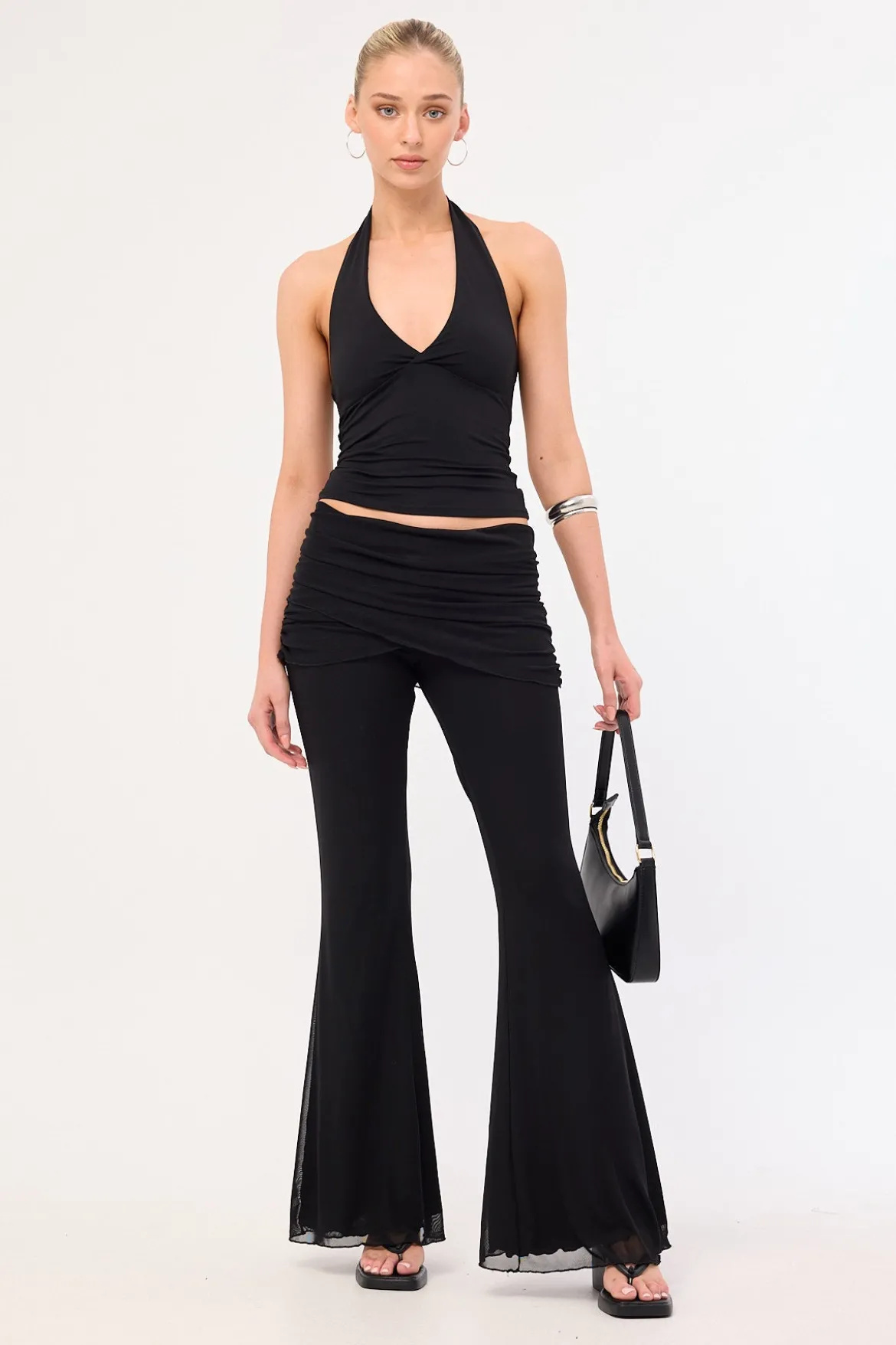 Zuri Mesh Flare Pant Black