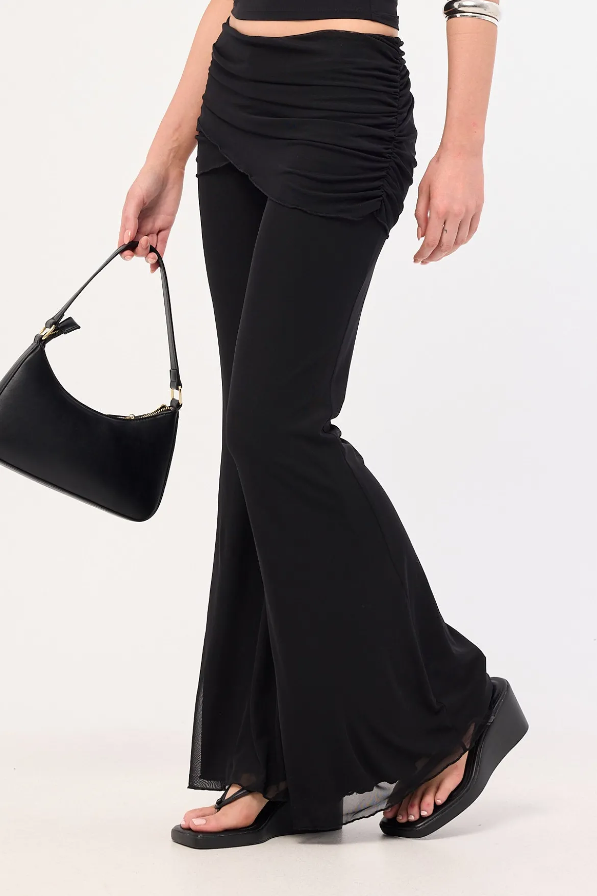 Zuri Mesh Flare Pant Black